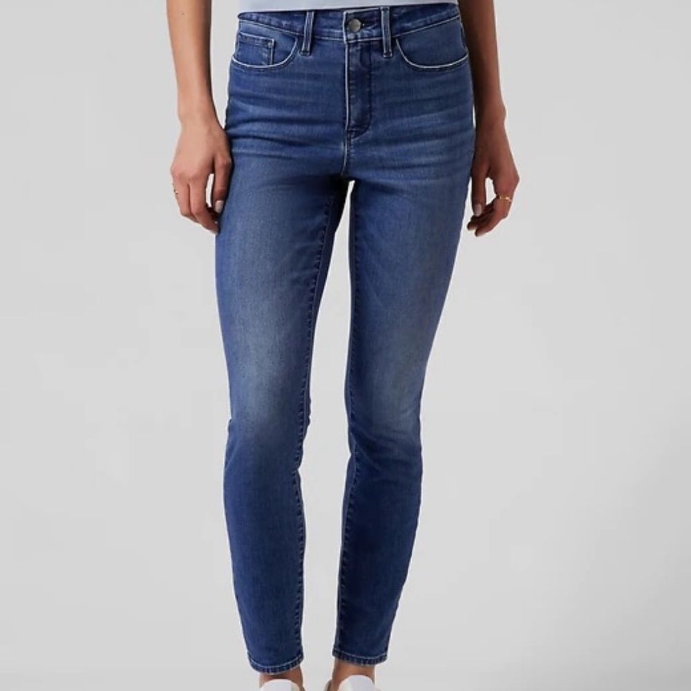 Athleta Sculptek Blue High Rise Skinny Jeans Sz 4